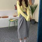 Twisted Plaid Midi A-line Skirt