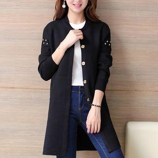 Beaded Plain Long Knit Jacket
