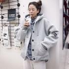 Buttoned Hooded Jacket Gray - One Size