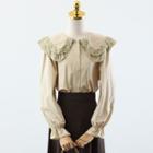 Lace Trim Layered Collar Blouse / Midi A-line Skirt