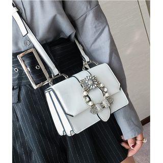 Rhinestone Faux-leather Shoulder Bag