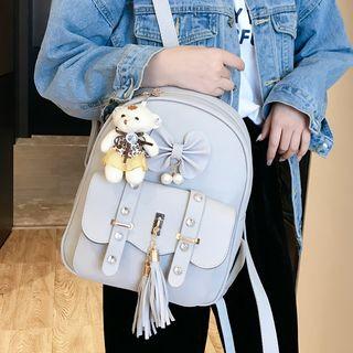 Set: Bow-accent Mini Backpack + Crossbody Bag + Cardholder