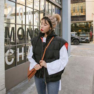 Detachable-hood Padding Zip Vest