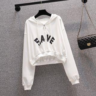 Half-zip Lettering Print Hoodie