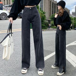 Side-slit Wide-leg Jeans (various Designs)