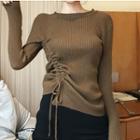 Ruched Front Round Neck Knit Top