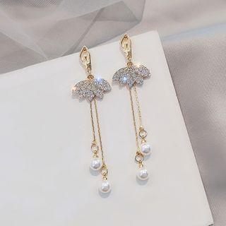 Rhinestone Faux Pearl Ballet Dancer Dangle Earring 1 Pair - E1953 - Gold - One Size