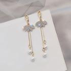 Rhinestone Faux Pearl Ballet Dancer Dangle Earring 1 Pair - E1953 - Gold - One Size