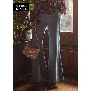 Two-tone Washed Bell-bottom Jeans