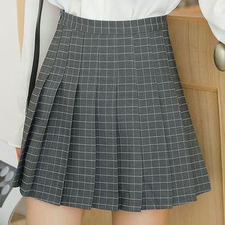 Check Mini A-line Pleated Skirt