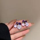 Flower Stud Earring 1 Pair - Silver Pin - Purple - One Size