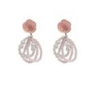 Flower Faux Pearl Resin Dangle Earring 1 Pair - Pink & White - One Size
