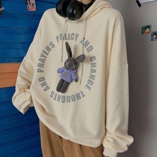 Lettering Rabbit Detail Hoodie
