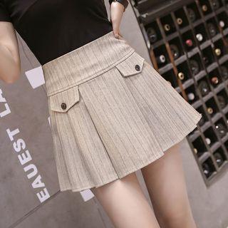 Striped Accordion Pleat A-line Skirt Pants