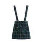 Suspender Mini Plaid A-line Skirt