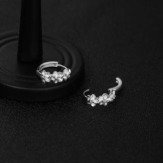 Flower Rhinestone Earring 1 Pair - Silver - One Size