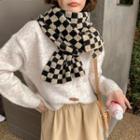 Checker Knit Shawl Black & Beige - One Size