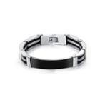 Fashion Personality Plated Black Geometric Rectangular 316l Stainless Steel Silicone Bracelet Silver - One Size