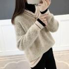 Mock Two-piece Turtleneck Dotted Sweater