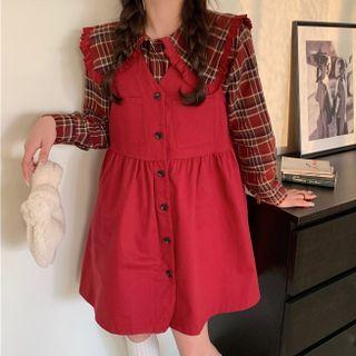 Plaid Shirt / Overall Dress / Set