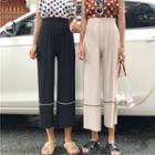 Color-block High-waist Cropped Wide-leg Pants