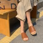 Pleather Flat Slide Sandals