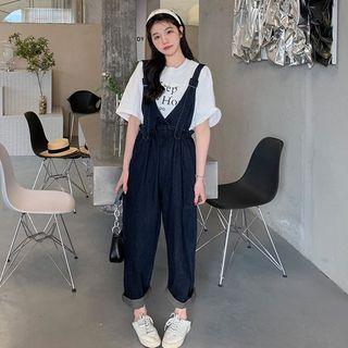 Sleeveless V-neck Denim Baggy Jumpsuit