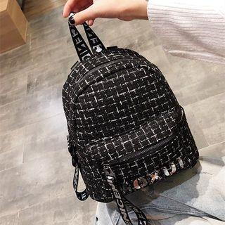 Linen Lettering Plaid Backpack