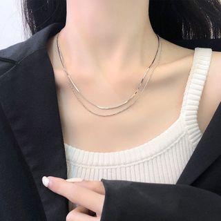 Layered Sterling Silver Necklace Necklace - 925 Silver - Silver - One Size