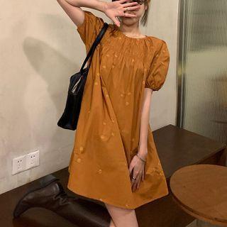 Round-neck Flower Embroidered Dress