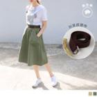 High-waist Frilled Trim Midi Skirt