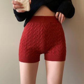 High Waist Cable Knit Shorts