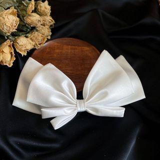 Bow Satin Hair Clip White - One Size