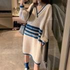 Contrast-lining Midi Sweater Dress