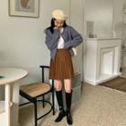 Woolen Accordion-pleat Miniskirt