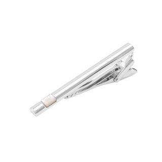 Simple Classic White Shell Geometric Tie Clip Silver - One Size