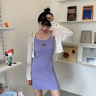 Embroider Butterfly Knit Vest Dress