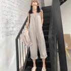 Sleeveless Pinstriped Wide Leg Jumpsuit As Shown In Figure - One Size