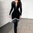 Long-sleeve Color Panel Jumpsuit