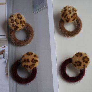 Fluffy Leopard Print Hoop Earring