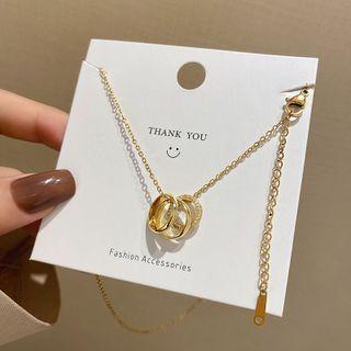 Triple Ring Pendant Alloy Choker 1 Pc - X557 - Gold - One Size