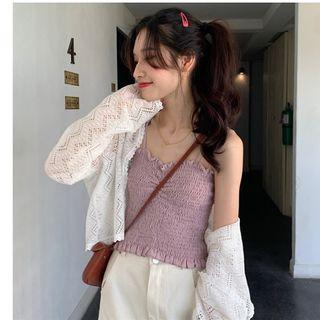 Lace Spaghetti Strap Top / Light Jacket