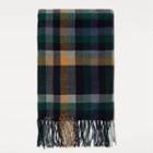 Plaid Fringed Scarf Dark Blue & Green & Yellow - One Size