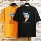 Elbow-sleeve Cartoon Shark Printed T-shirt
