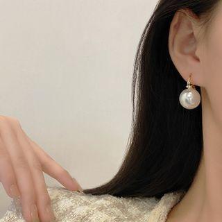 Faux Pearl Alloy Dangle Earring E4327 - 1 Pair - 925 Silver - Gold - One Size