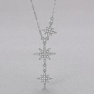 Rhinestone Star Necklace 925silver - One Size