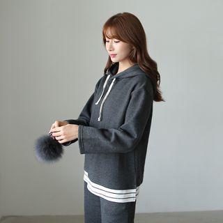 Set: Hood Pullover + Wide-leg Pants