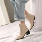 Block-heel Fleece-lined Ankle Boots