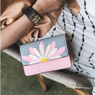Flower Faux-leather Chain-strap Shoulder Bag