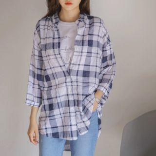 Lightweight Loose-fit Plaid Shirt